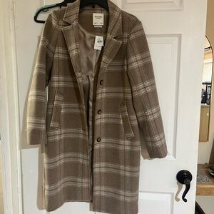 Abercrombie & Fitch Tan Plaid Trench Coat